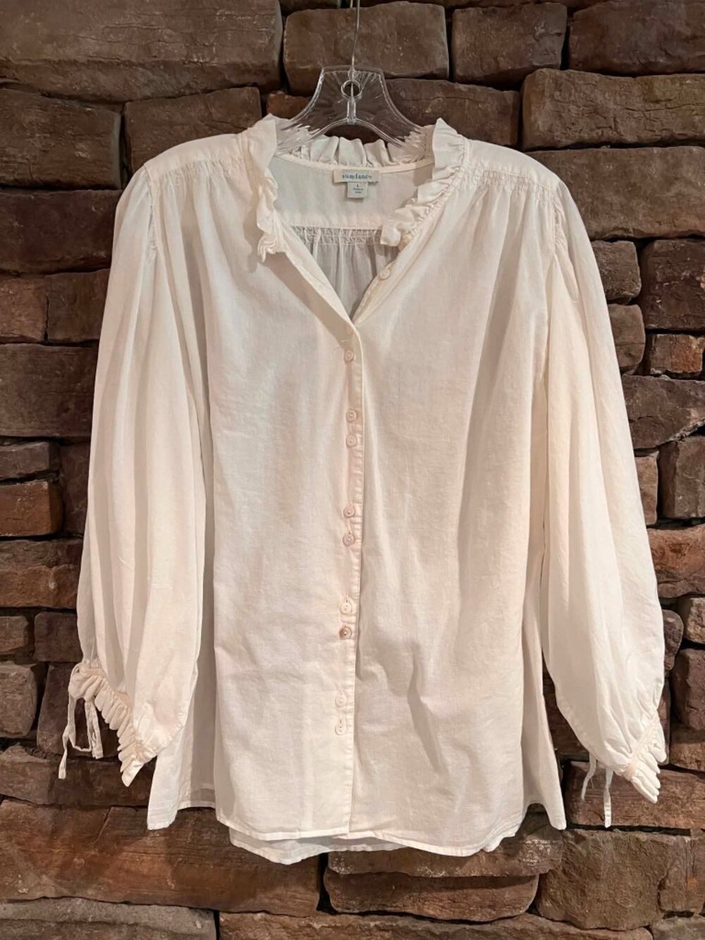 Sundance Catalog Dorothea Blouse White Sz L